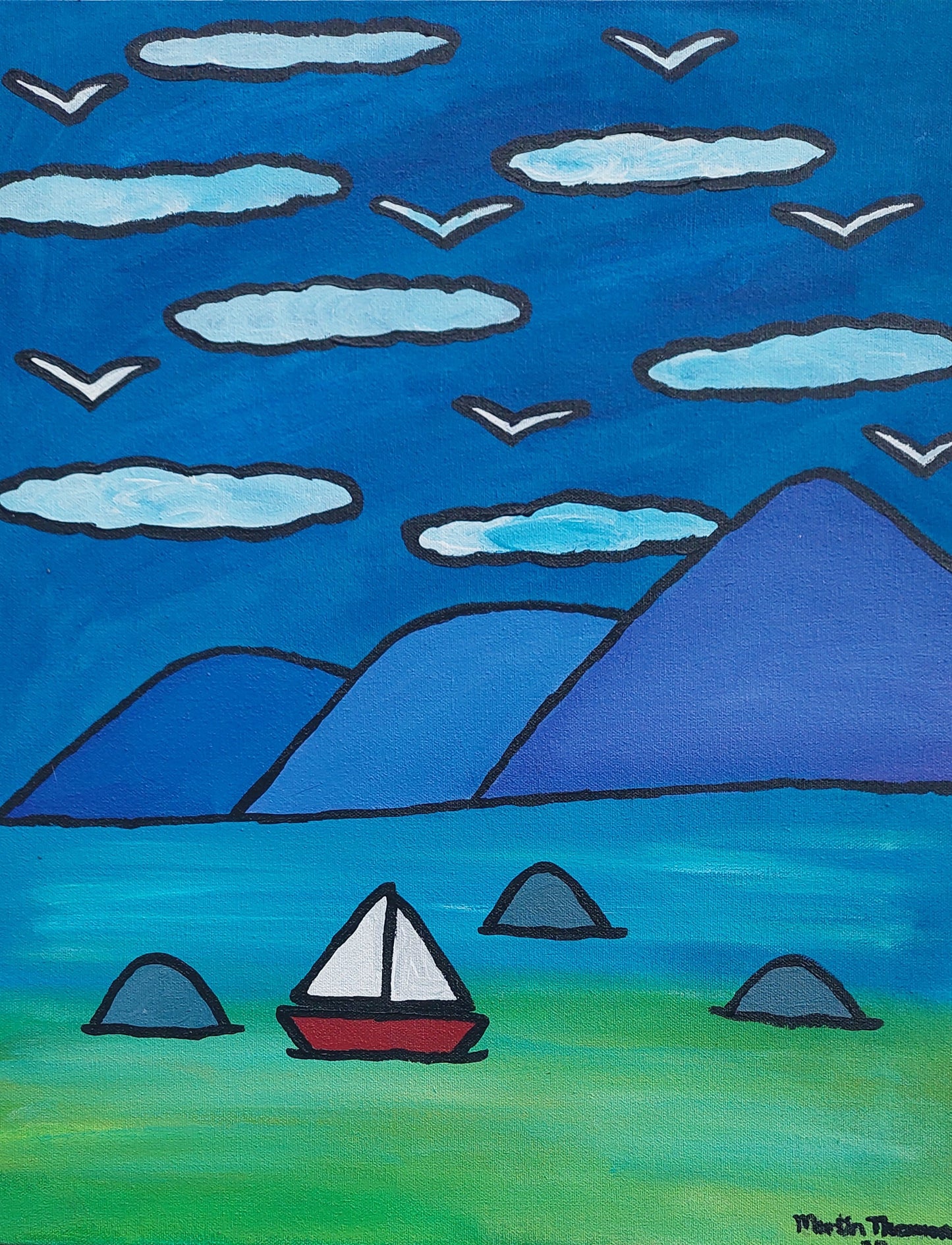 Sailing pass the mountains 40x 49cm
