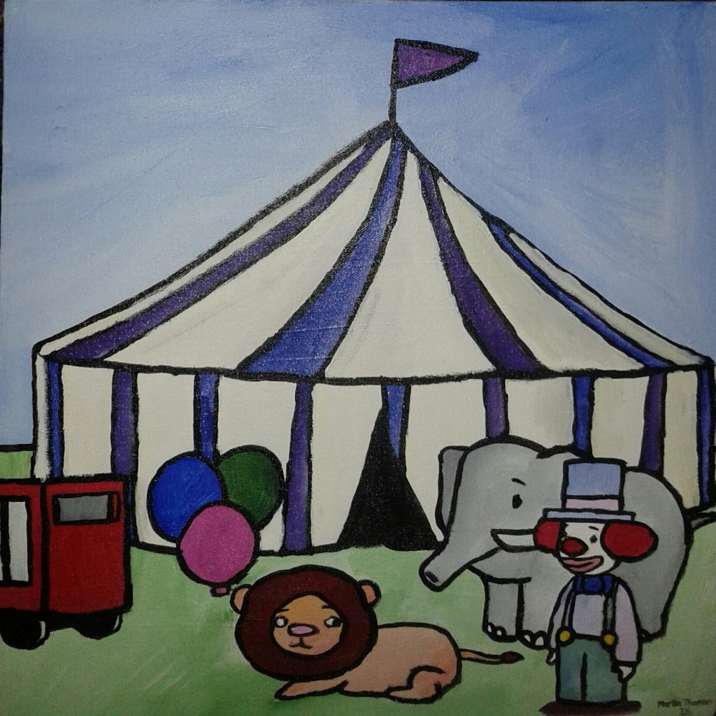 Circus 40cm x 40cm sold