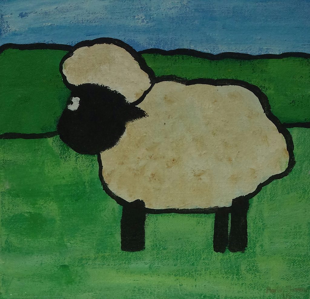 Sheep Painting 25.5cm x 25.5cm